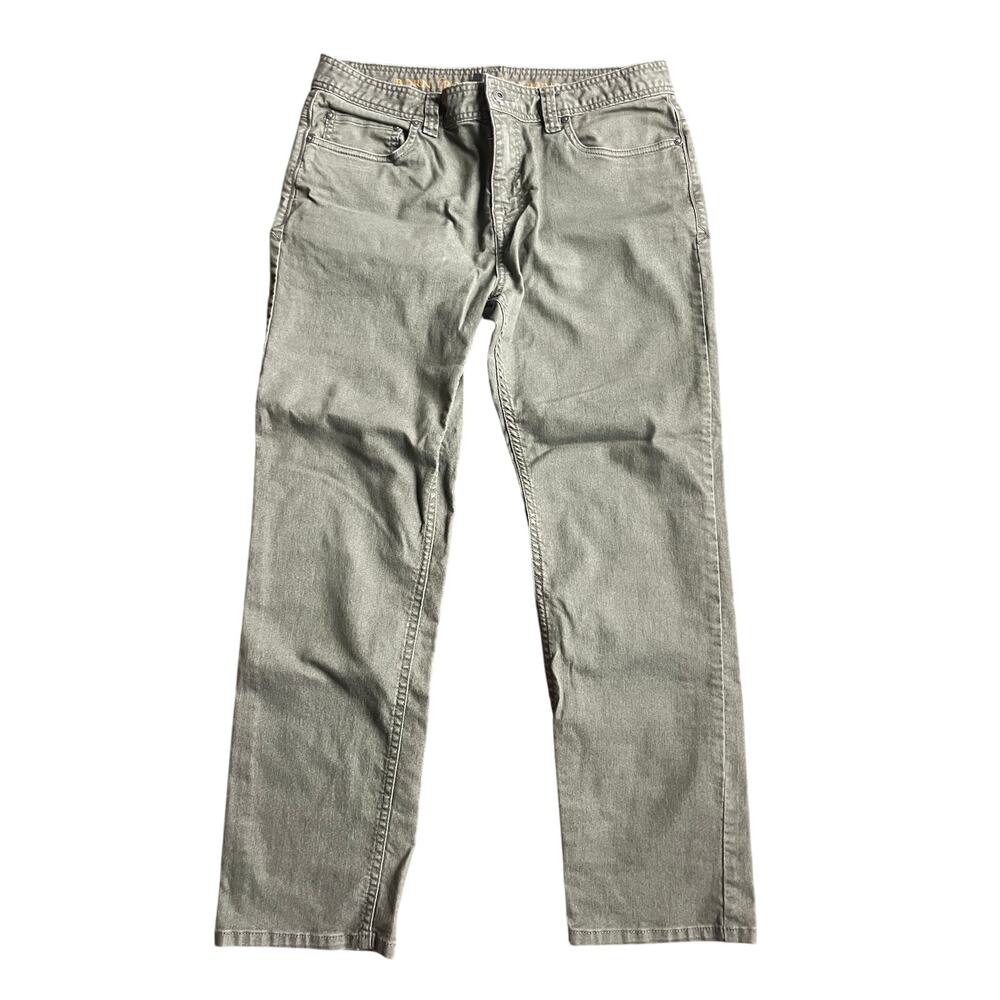 Prana Bridger Jeans Pants Slim Fit 34x30 Green Organic Cotton Blend Stretch